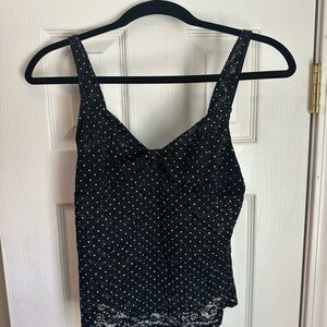 Free People Intimately Black and White Polka Dot Lace Tank